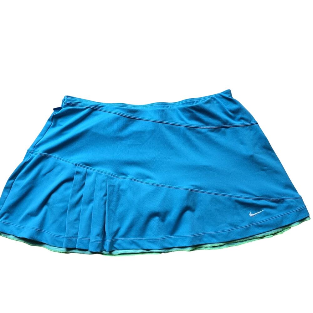 Nike Dri-Fit Teal Blue Mesh Green Running Tennis Skirt Skort Size M